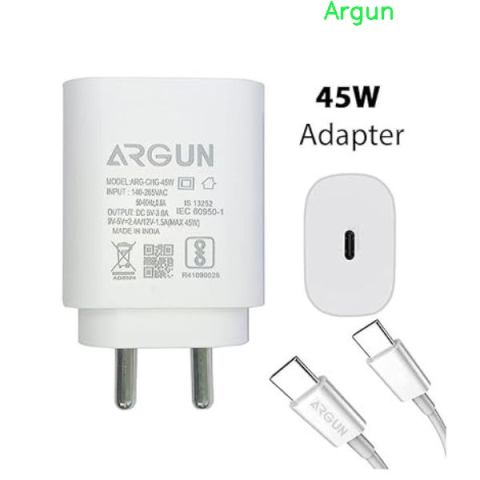 ARGUN 45 W Supercharge 3 A Mobile Charger with Detachable Cable  (White, Cable Included)