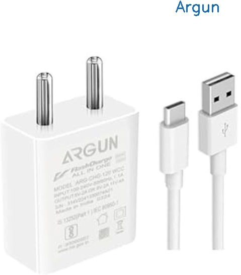 ARGUN 124 W HyperCharge 4 A Mobile Charger with Detachable Cable  (White, Cable Included)