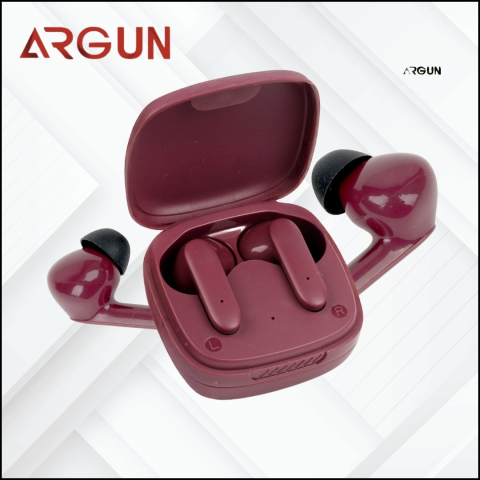 ARGUN Dual Bluetooth Earbuds for Gaming and Music with 40H Playtime and Connectivity Bluetooth (Wine Red, True Wireless)