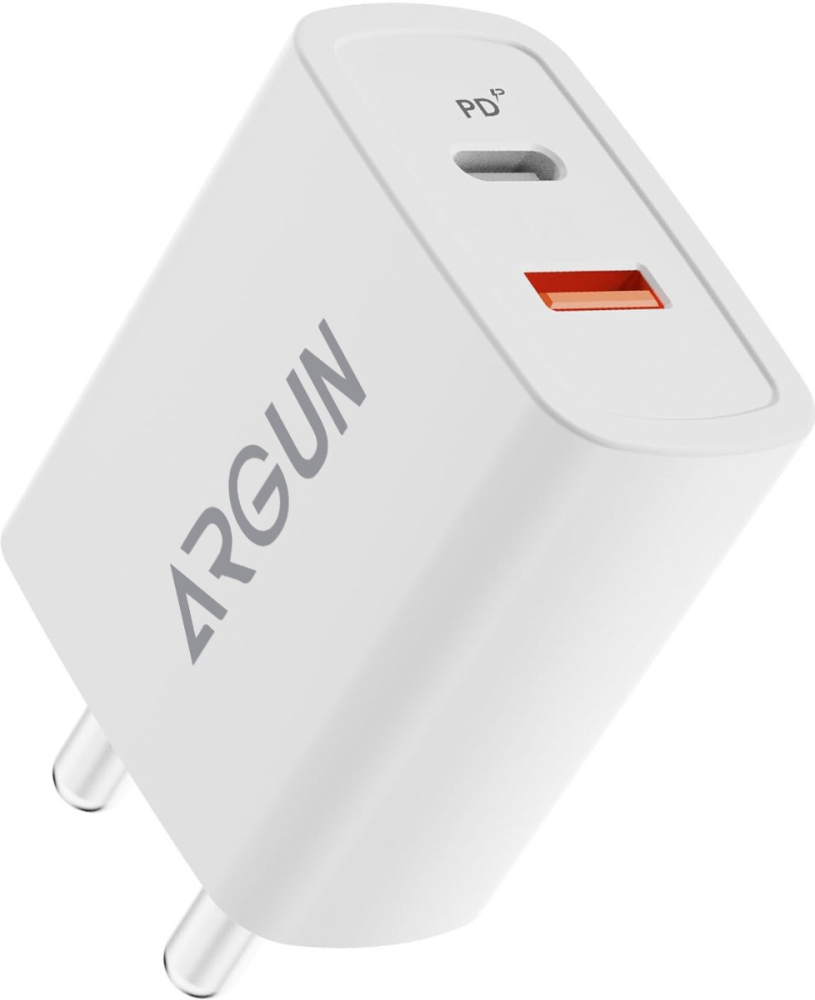 ARGUN 25 W Supercharge 3 A Multiport Mobile Charger with Detachable Cable (White, Cable Included)