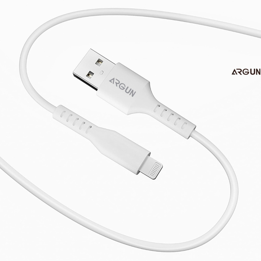 ARGUN Lightning Cable 3.4 A 1 m Copper ARG-NIC-3.4A (Compatible with iPhone 14, iPhone 13, Iphone 12, 12 Pro, 11, X, Xs, 8, Airpods Pro, White, One Cable)