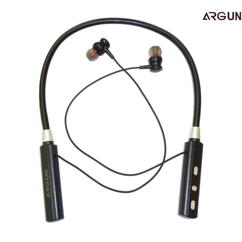 ARGUN ARG BT-111 Black Wireless Bluetooth Neckband with Mic 30 Hours Playtime Bluetooth Headset (Black, In the Ear)