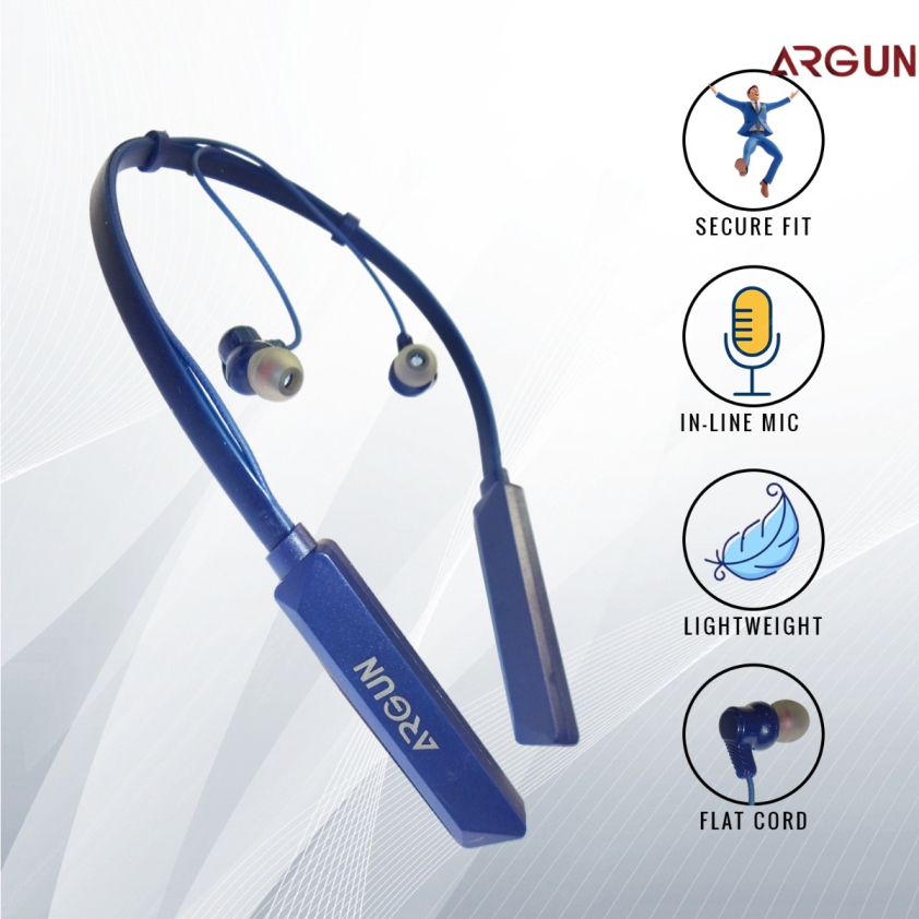 ARGUN ARG Wireless Neckband 40 Hrs Playtime Wireless Neckband With Deep Bass Bluetooth Headset (Blue, In the Ear)