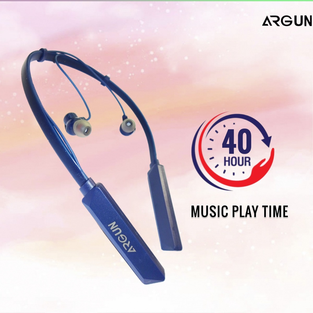 ARGUN ARG Wireless Neckband 40 Hrs Playtime Wireless Neckband With Deep Bass Bluetooth Headset (Blue, In the Ear)