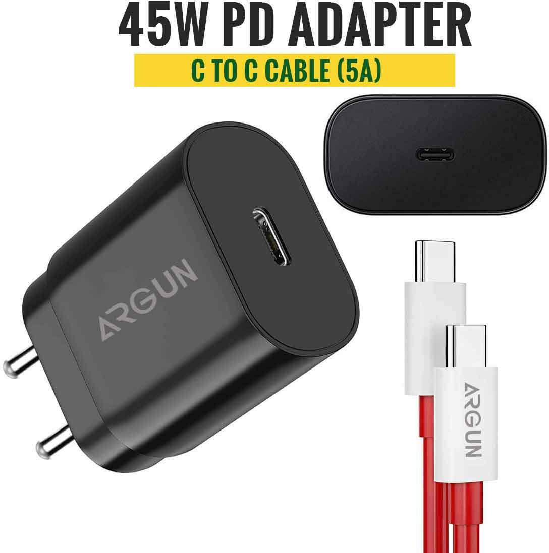 ARGUN 45 W Supercharge 3 A Mobile Charger with Detachable Cable (Black, Cable Included)
