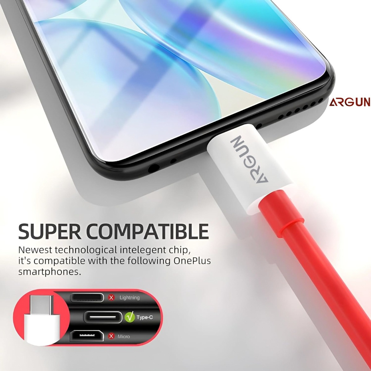 ARGUN Type C 1 m 120W Type-C to Type-C Fast Charging Cable Compatible with iPhone 15, Samsung, OnePlus, Google Pixel, Laptop, Macbook & Type C Devices (Compatible with Mobile, Tablet, Computer, Red, One Cable)
