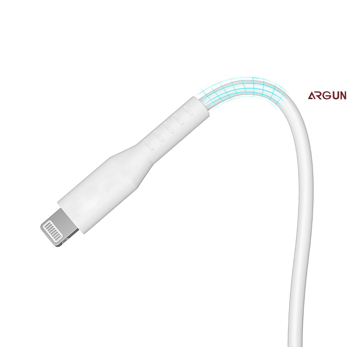 ARGUN Lightning Cable 3.4 A 1 m Copper ARG-NIC-3.4A (Compatible with iPhone 14, iPhone 13, Iphone 12, 12 Pro, 11, X, Xs, 8, Airpods Pro, White, One Cable)